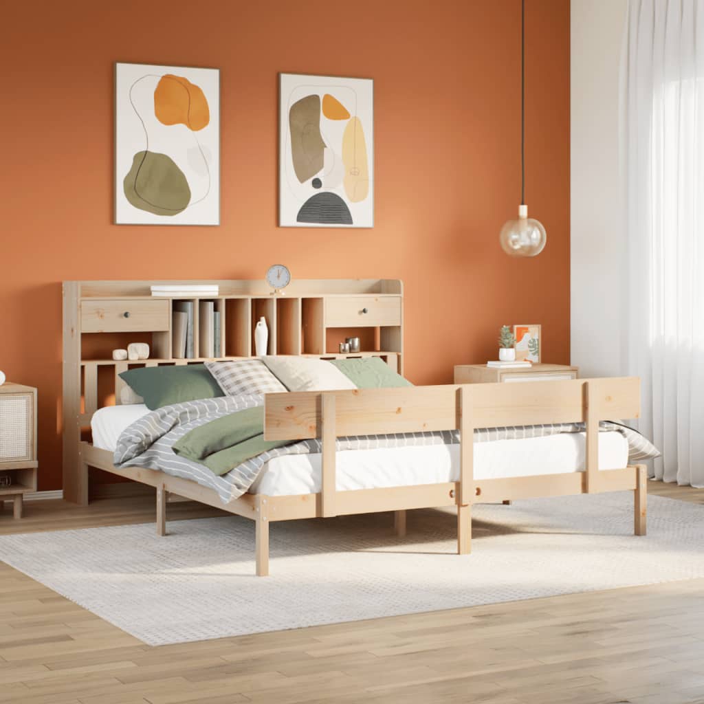 Lit bibliothèque sans matelas 180x200 cm bois massif de pin - XIOS