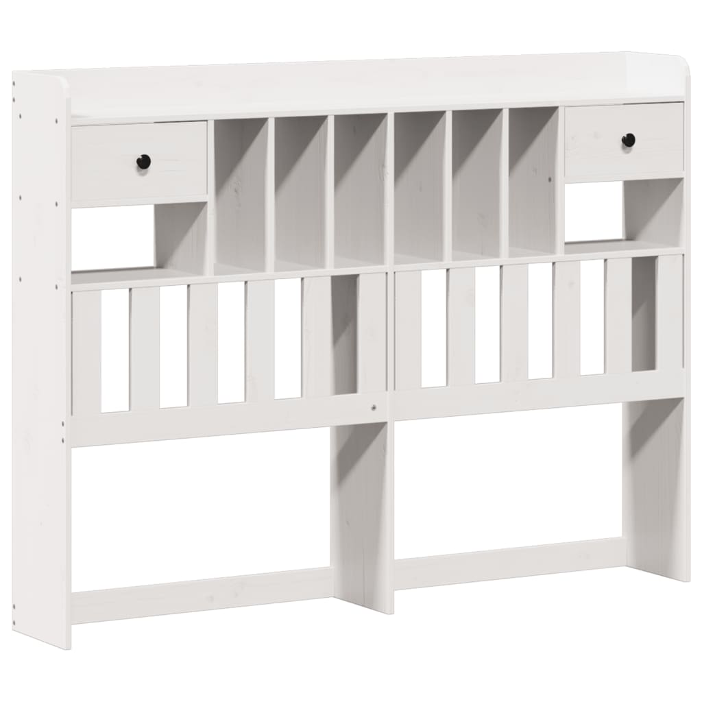 Lit bibliothèque sans matelas blanc 140x190 cm bois pin massif - XIOS