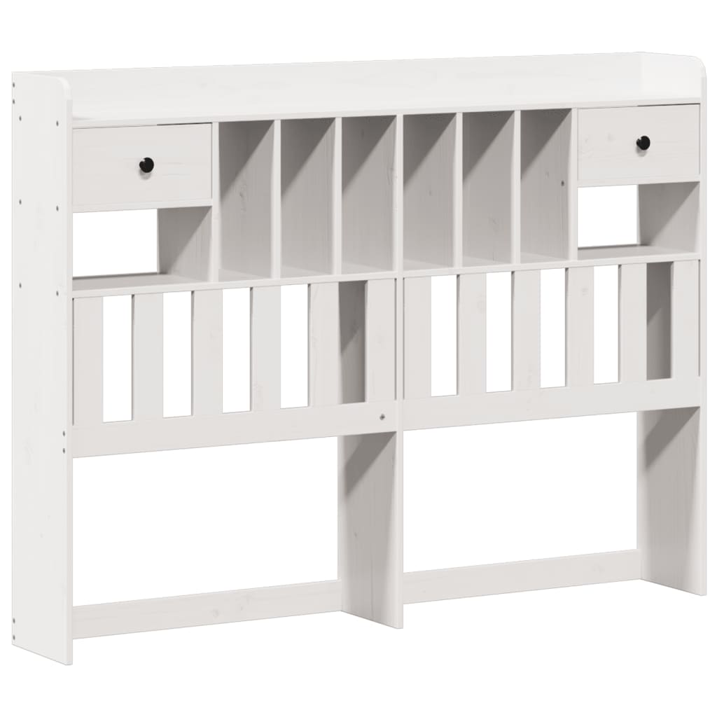 Lit bibliothèque sans matelas blanc 140x190 cm bois pin massif - XIOS