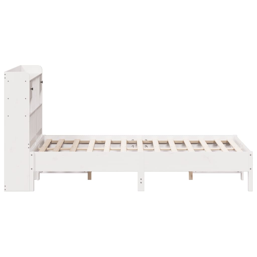 Lit bibliothèque sans matelas blanc 140x200 cm bois pin massif - XIOS