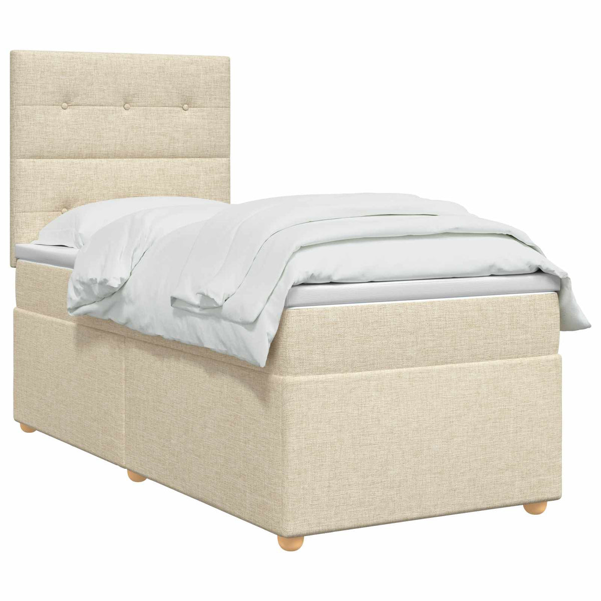 Lit boxspring avec matelas Crème 90 x 190 cm Tissu - XIOS