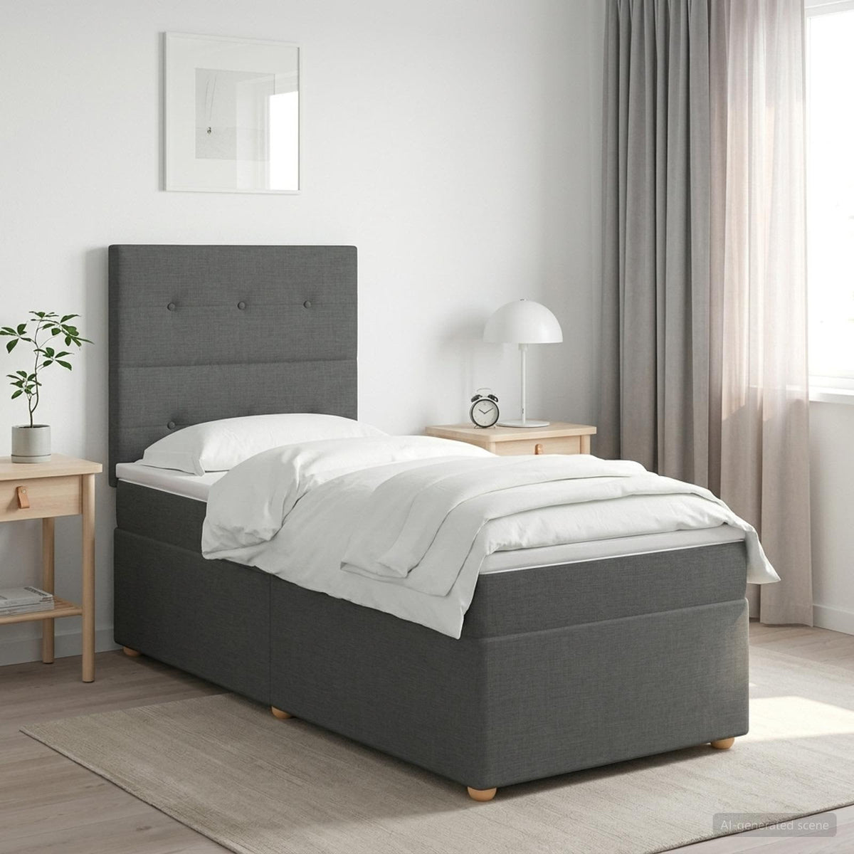 Lit boxspring avec matelas Gris foncé 80 x 200 cm Tissu - XIOS