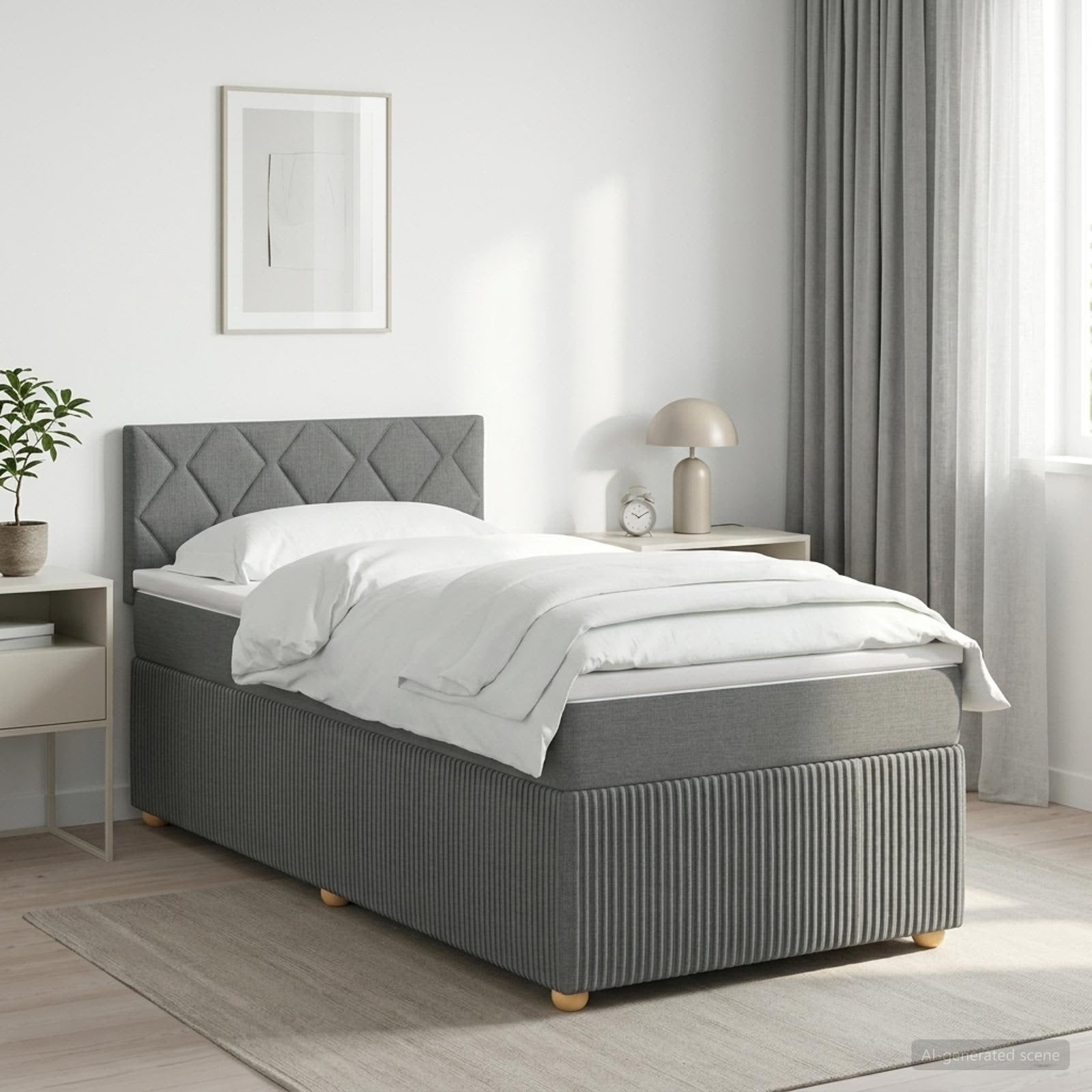 Lit boxspring avec matelas Gris foncé 90 x 190 cm Tissu - XIOS