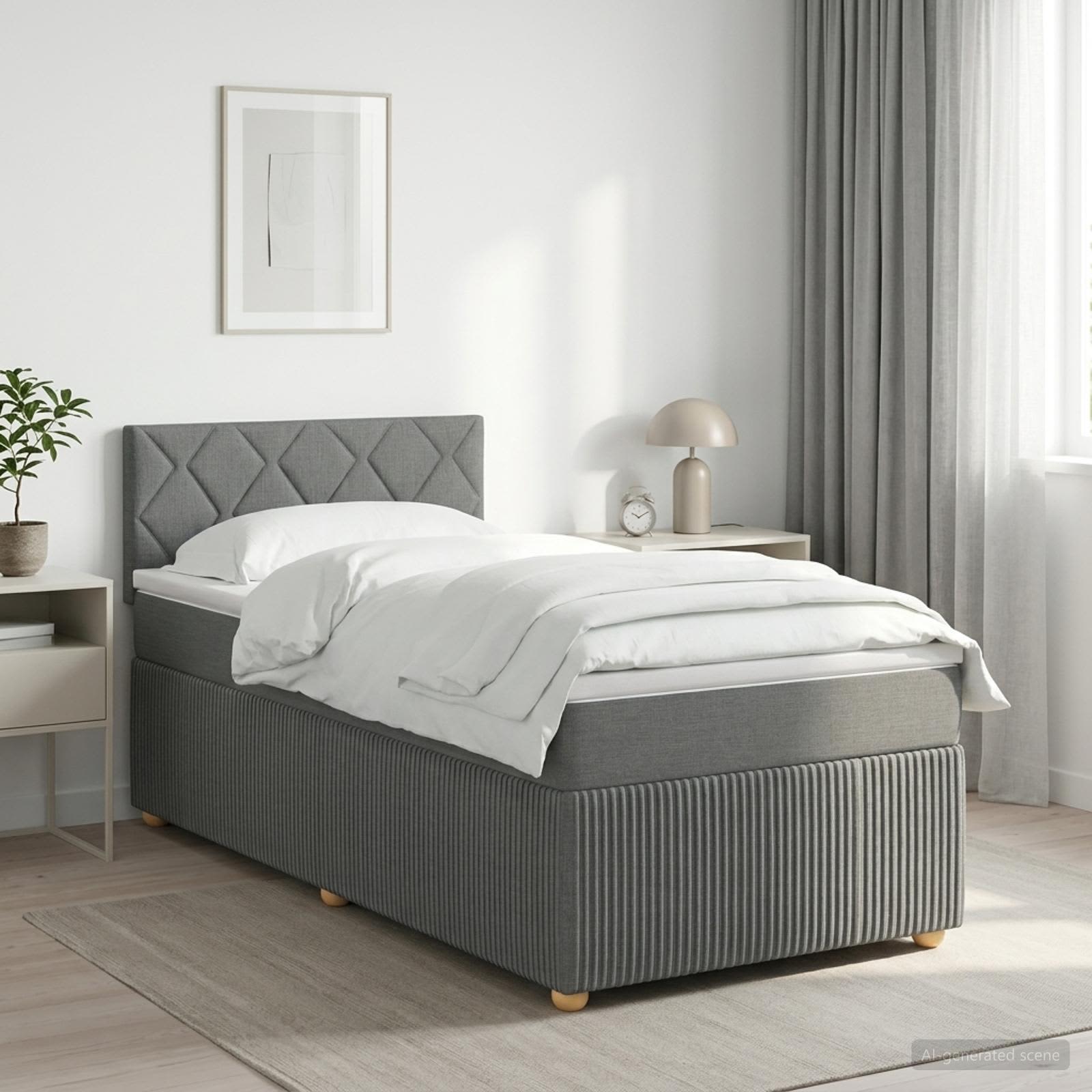 Lit boxspring avec matelas Gris foncé 90 x 190 cm Tissu - XIOS