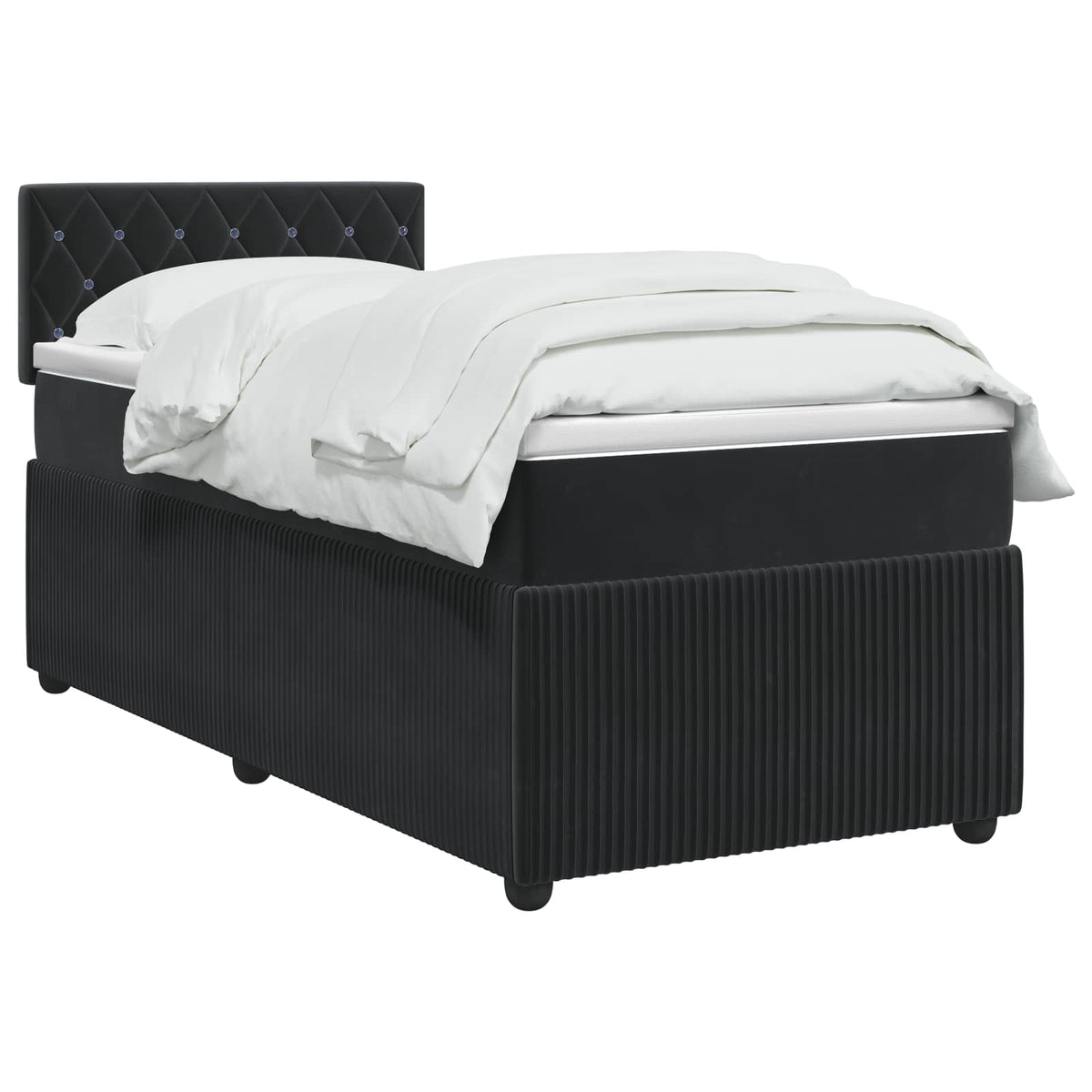 Lit boxspring avec matelas Noir 90 x 190 cm Velours - XIOS