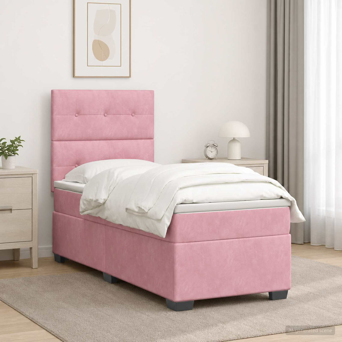 Lit boxspring avec matelas Rose 80 x 200 cm Velours - XIOS