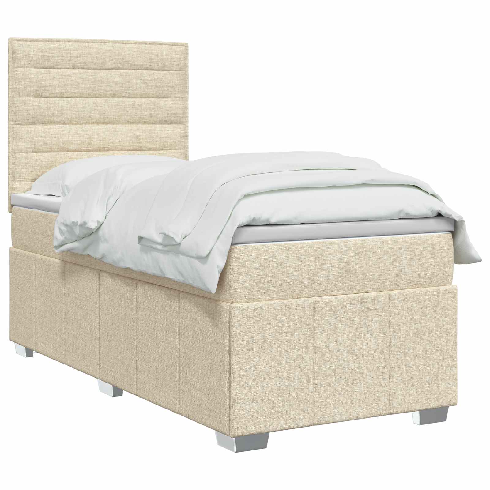 Lit boxspring LED avec matelas Crème 100 x 200 cm Tissu - XIOS