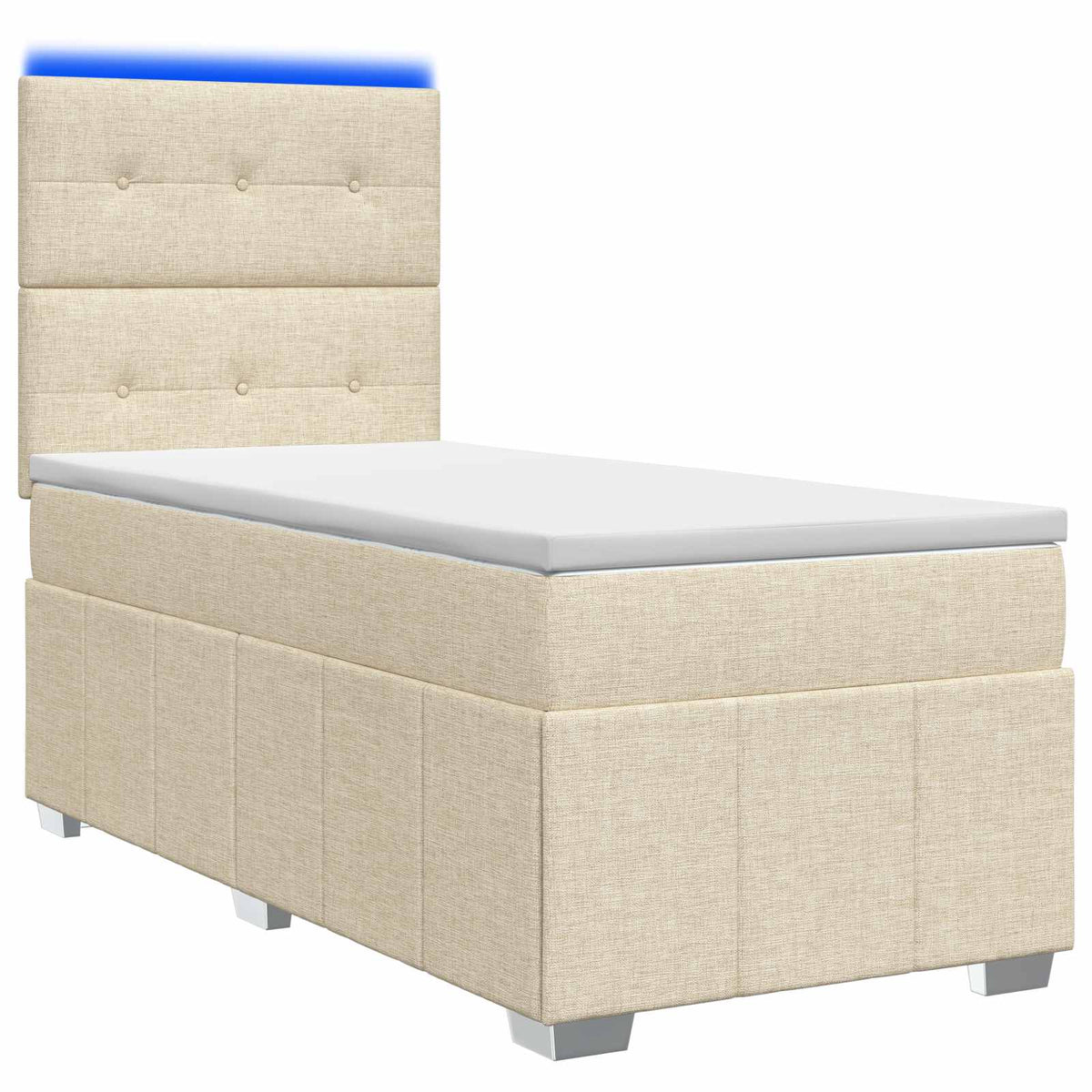 Lit boxspring LED avec matelas Crème 90 x 200 cm Tissu - XIOS