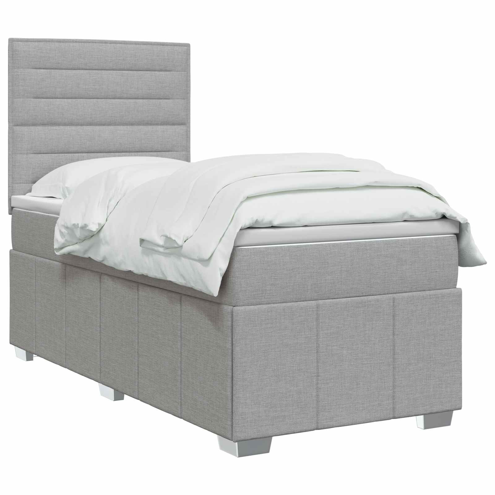 Lit boxspring LED avec matelas Gris clair 100 x 200 cm Tissu - XIOS