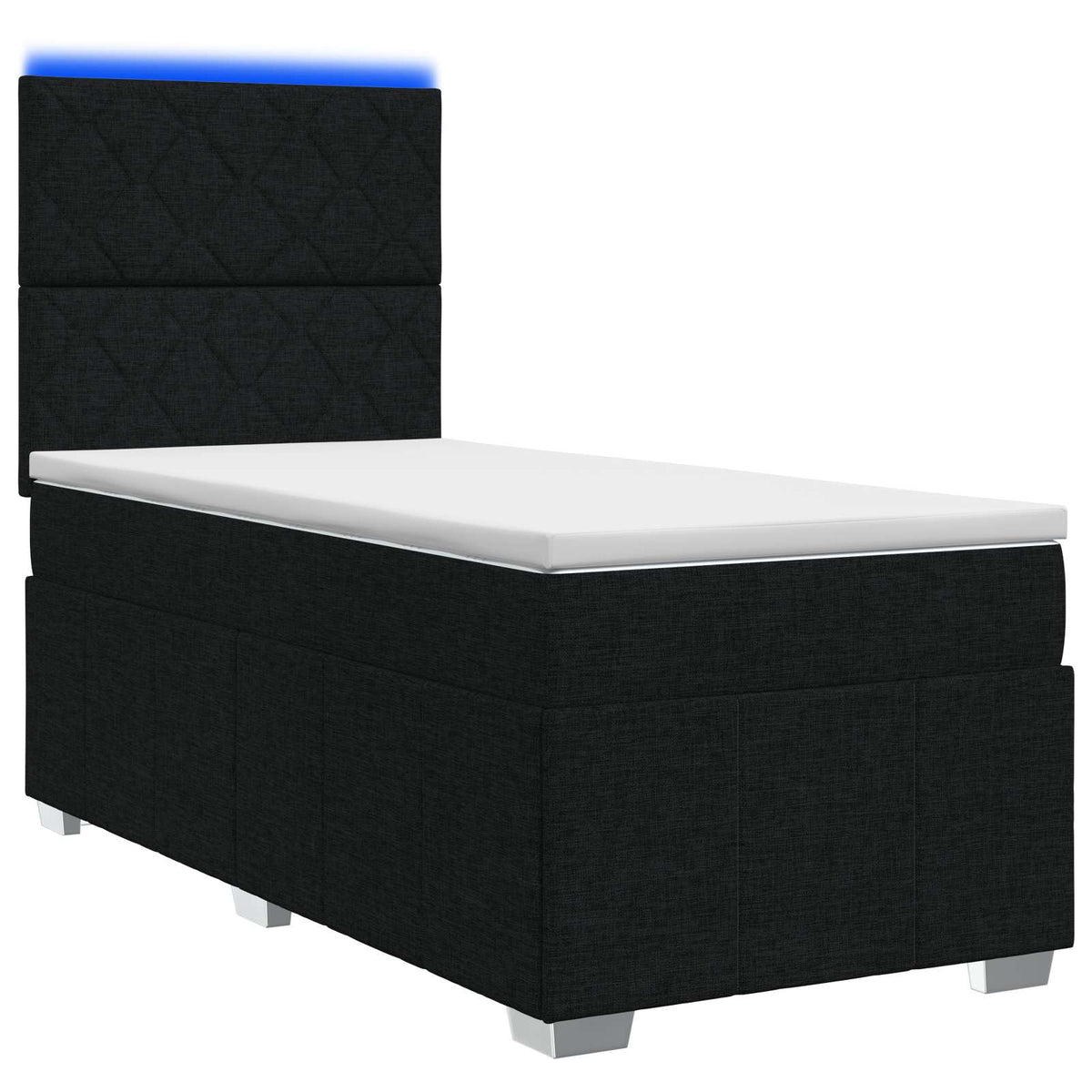 Lit boxspring LED avec matelas Noir 100 x 200 cm Tissu - XIOS