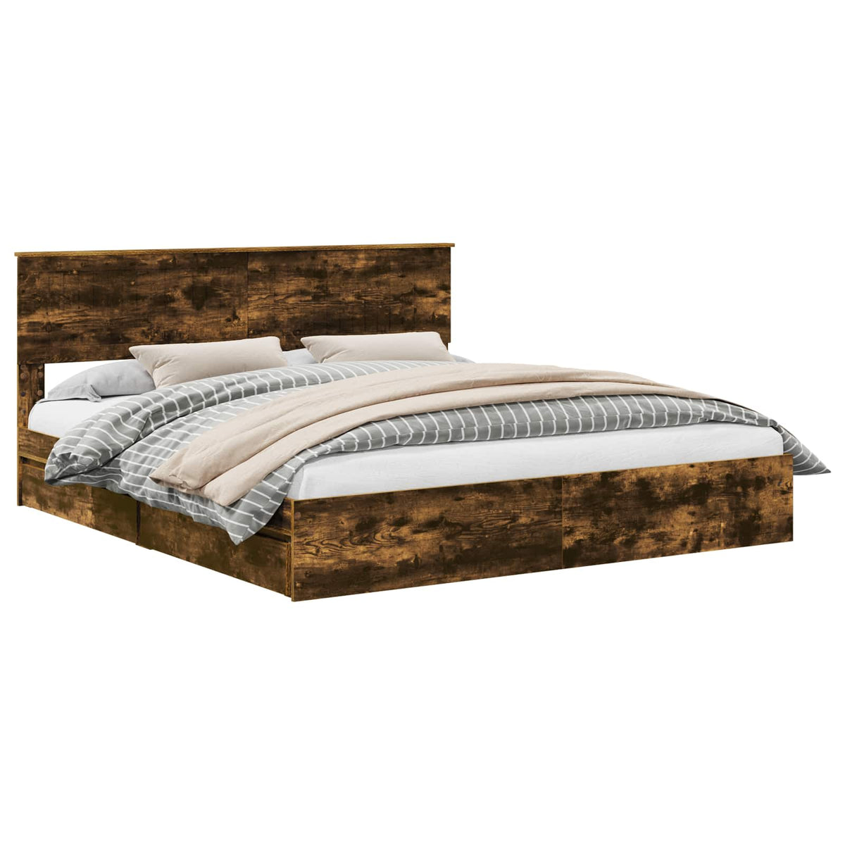 Lit de Rangement Chêne fumé 180 x 200 cm Bois d’ingénierie - XIOS