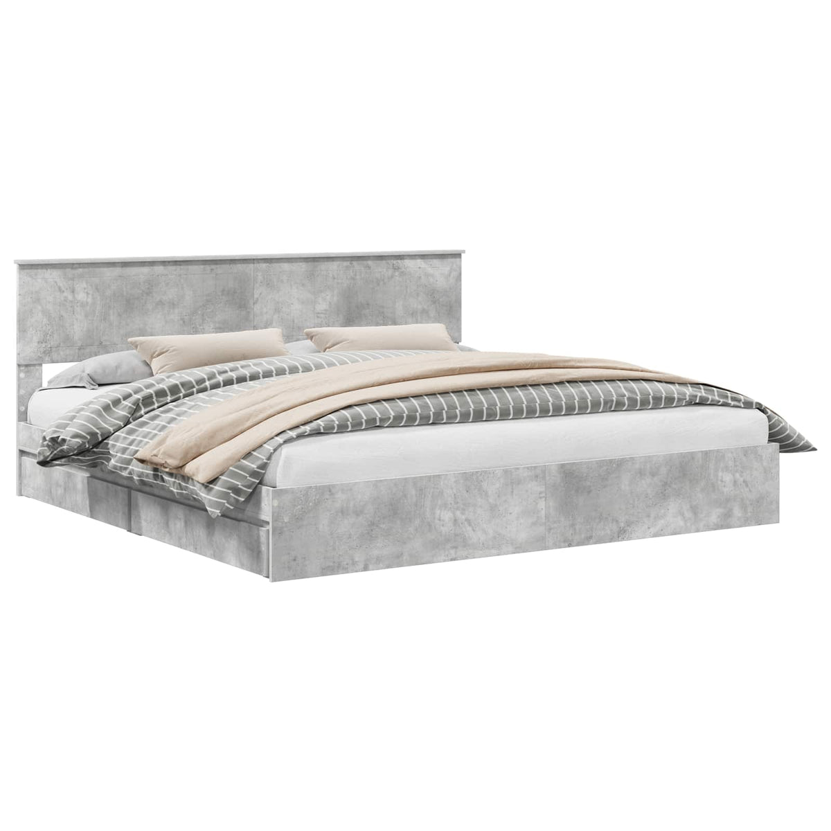 Lit de Rangement Gris béton 200 x 200 cm Bois d’ingénierie - XIOS