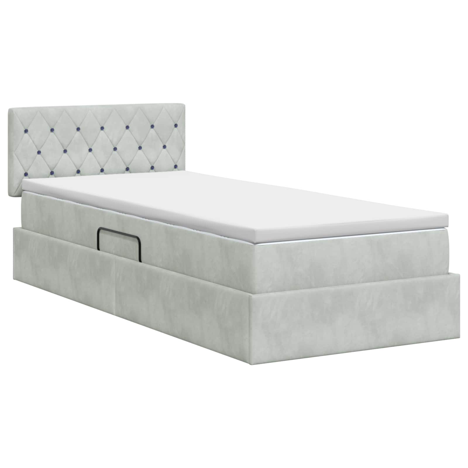 Lit de Rangement Gris clair 100 x 200 cm Velours - XIOS