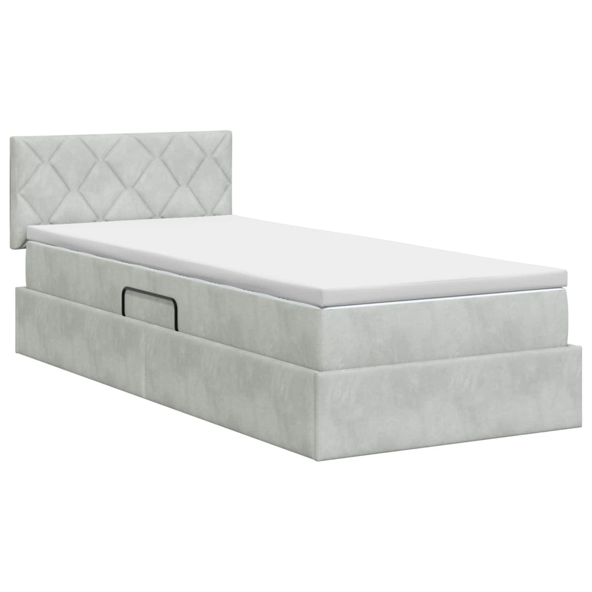 Lit de Rangement Gris clair 100 x 200 cm Velours - XIOS
