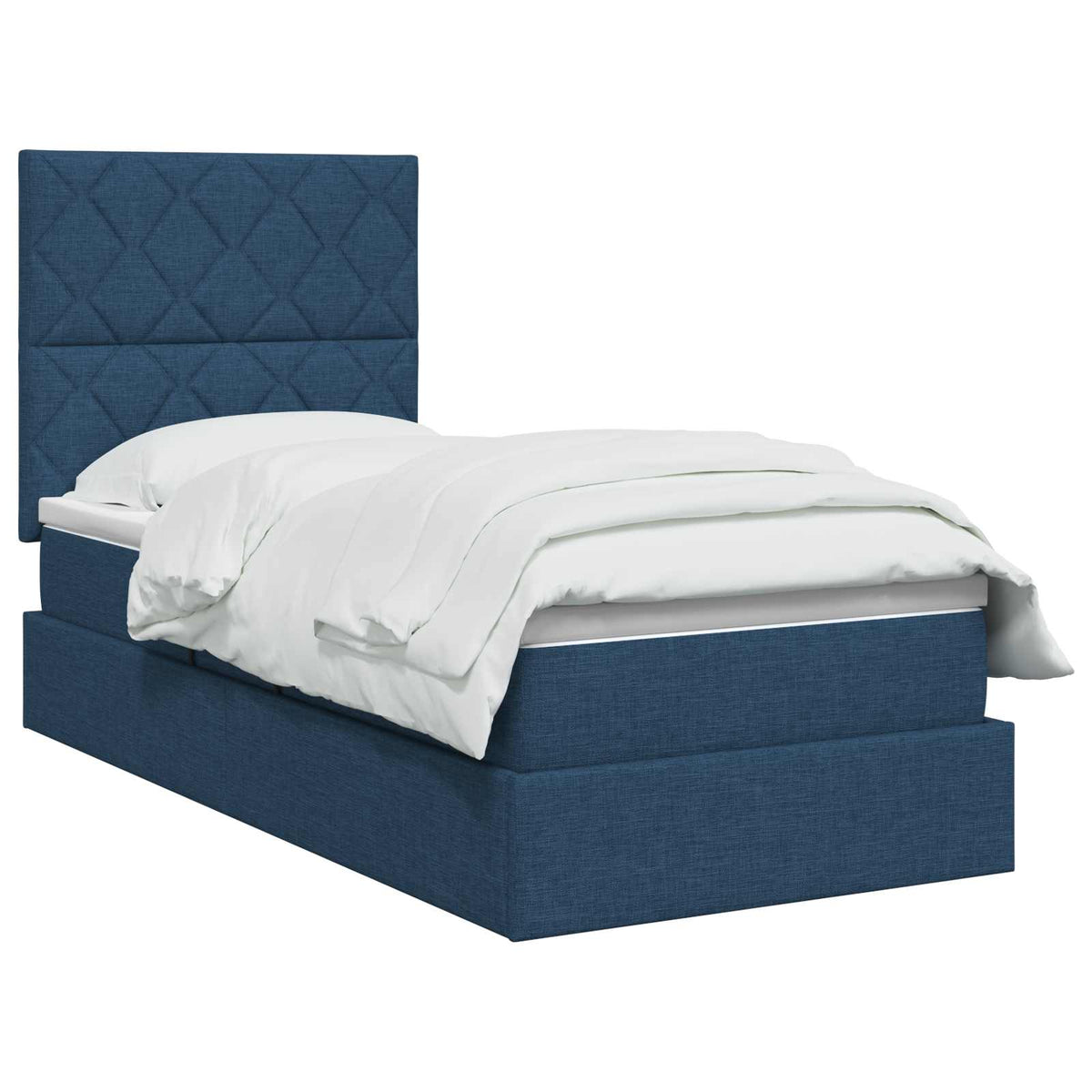 Lit de rangement LED avec matelas Bleu 100 x 200 cm Tissu - XIOS