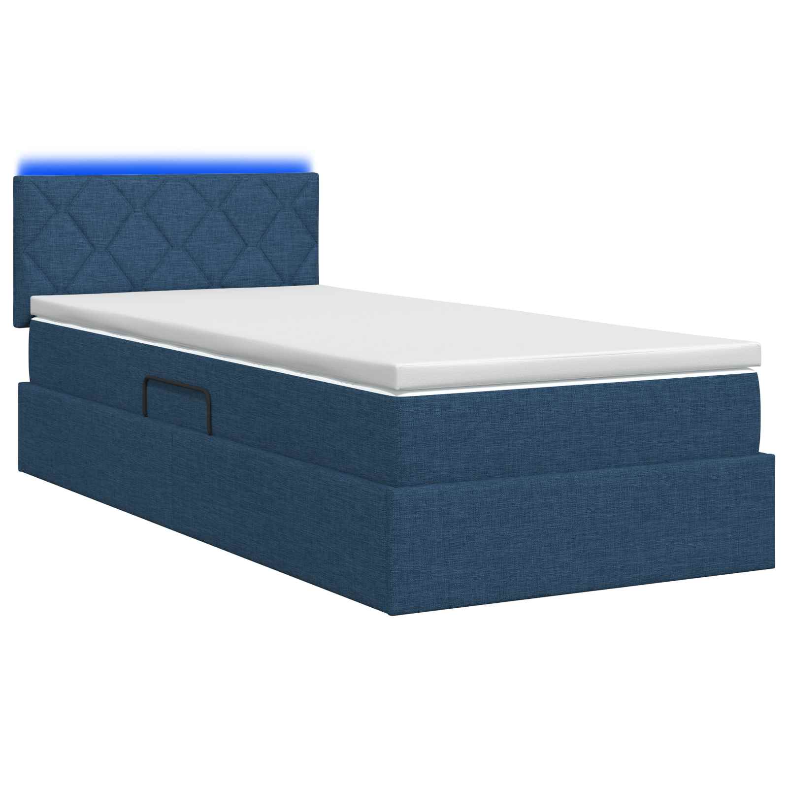 Lit de rangement LED avec matelas Bleu 100 x 200 cm Tissu - XIOS