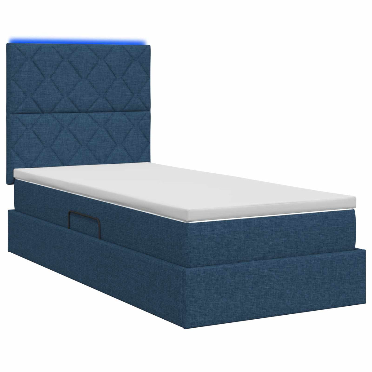 Lit de rangement LED avec matelas Bleu 100 x 200 cm Tissu - XIOS