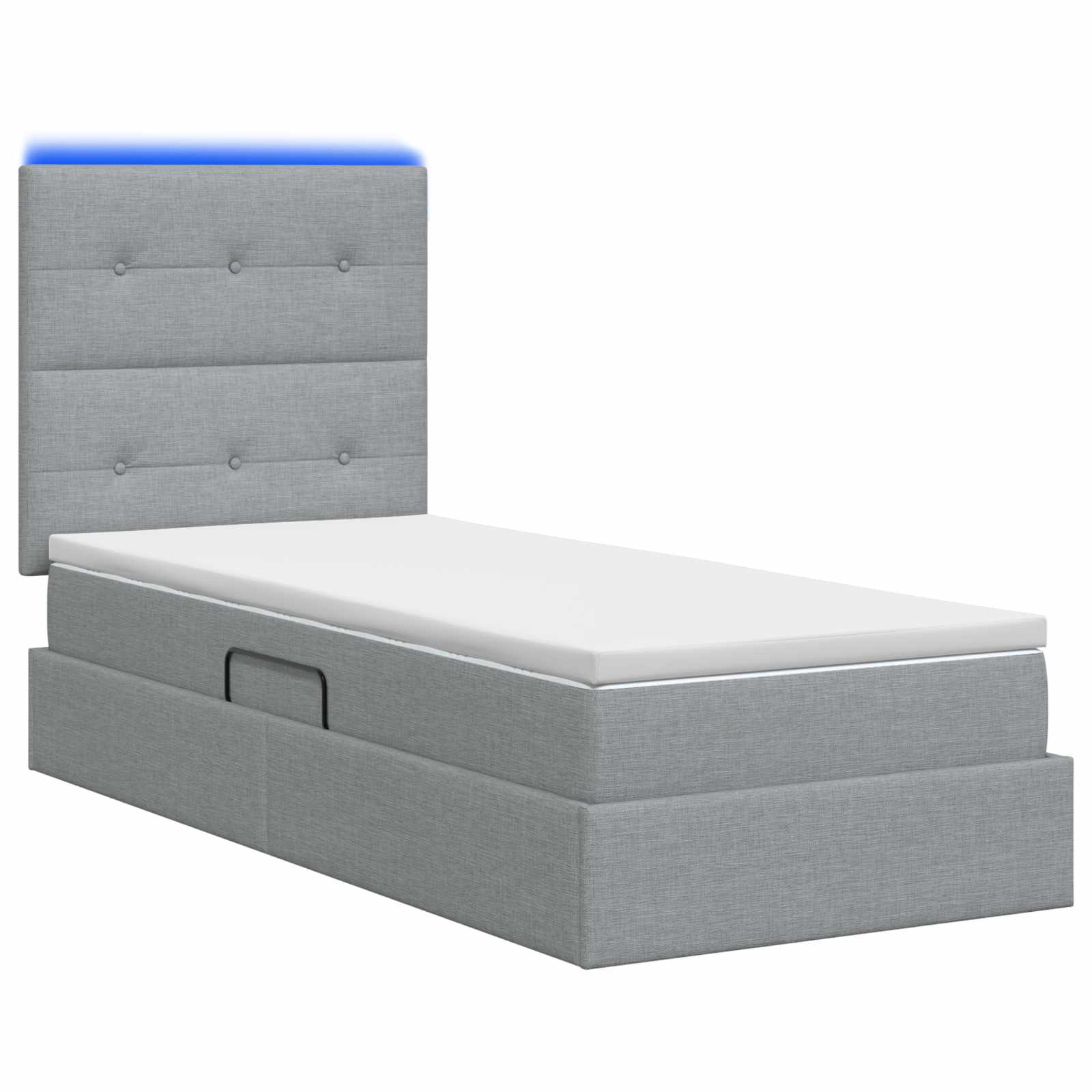 Lit de rangement LED avec matelas Gris clair 90 x 200 cm Tissu - XIOS