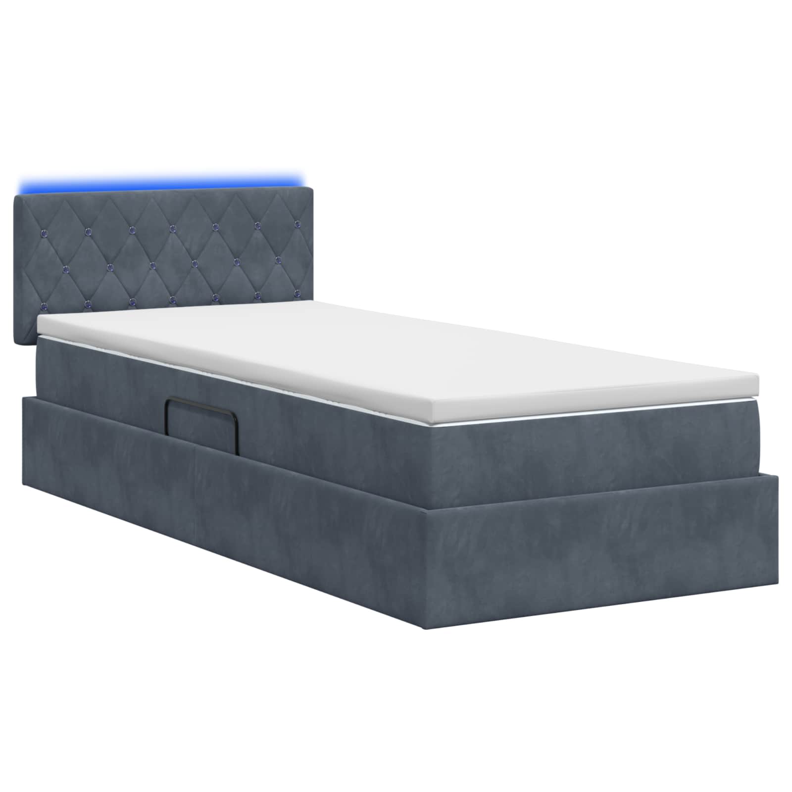 Lit de rangement LED avec matelas Gris foncé 90 x 200 cm - XIOS