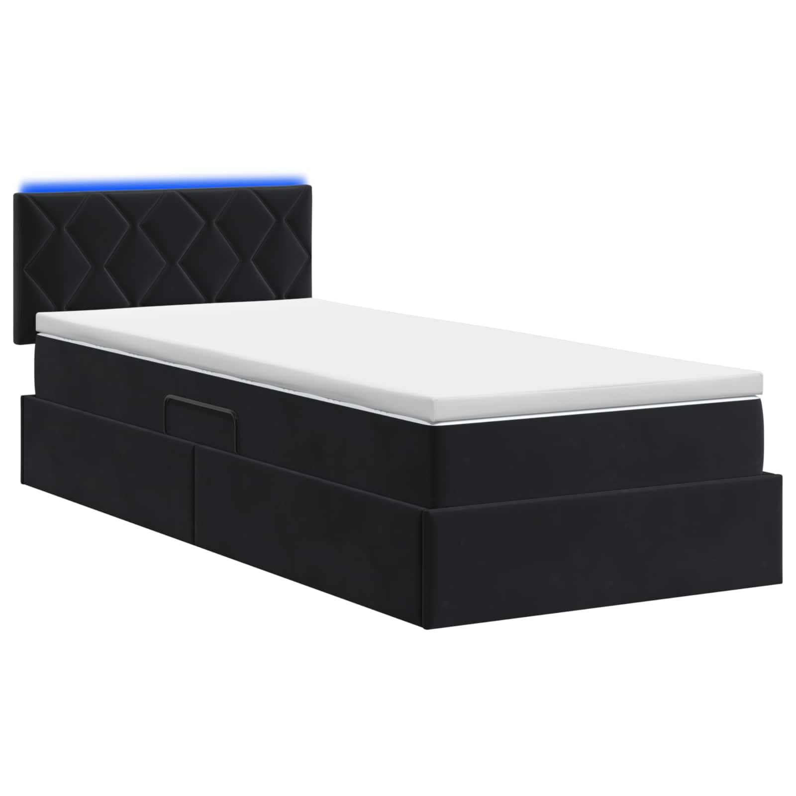 Lit de rangement LED avec matelas Noir 100 x 200 cm Velours - XIOS