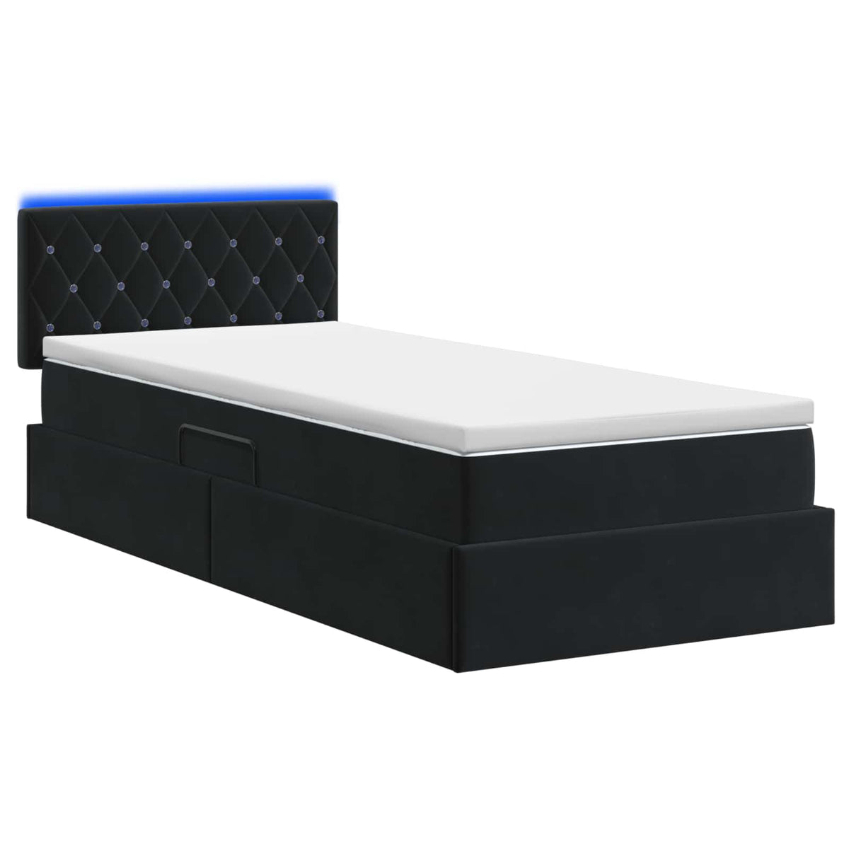 Lit de rangement LED avec matelas Noir 100 x 200 cm Velours - XIOS