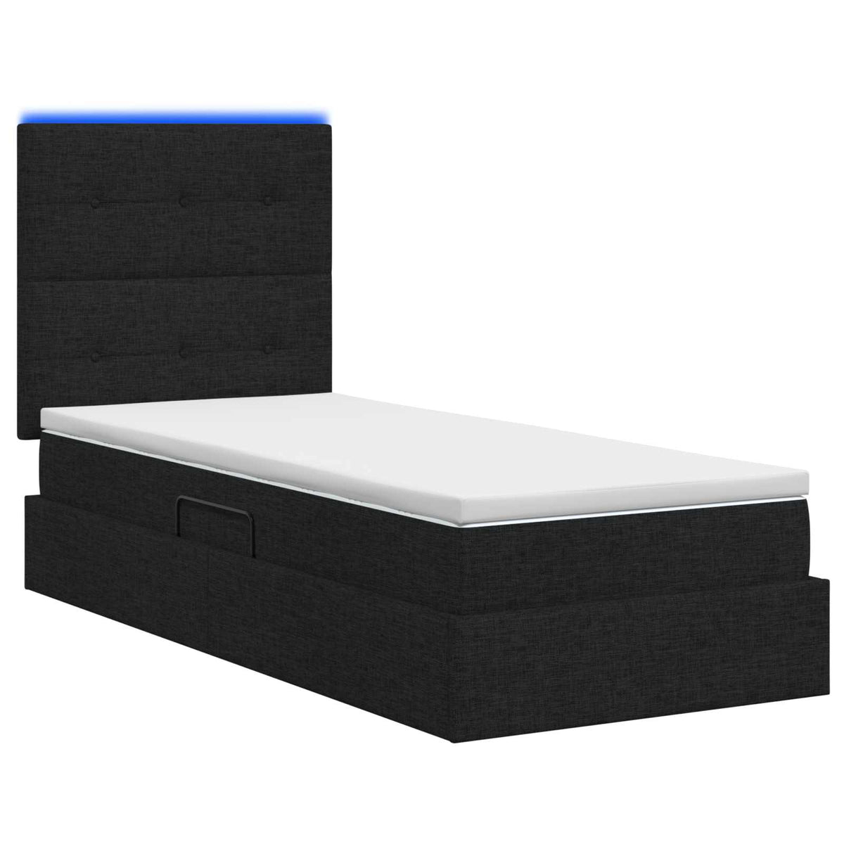 Lit de rangement LED avec matelas Noir 90 x 190 cm Tissu - XIOS