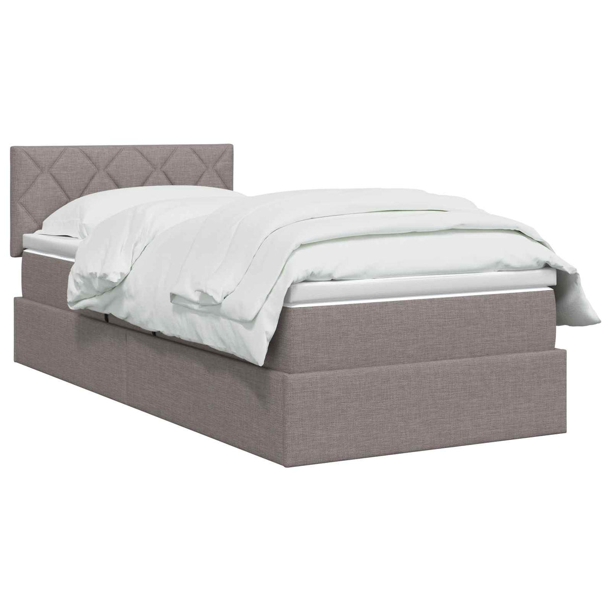 Lit de rangement LED avec matelas Taupe 90 x 190 cm Tissu - XIOS