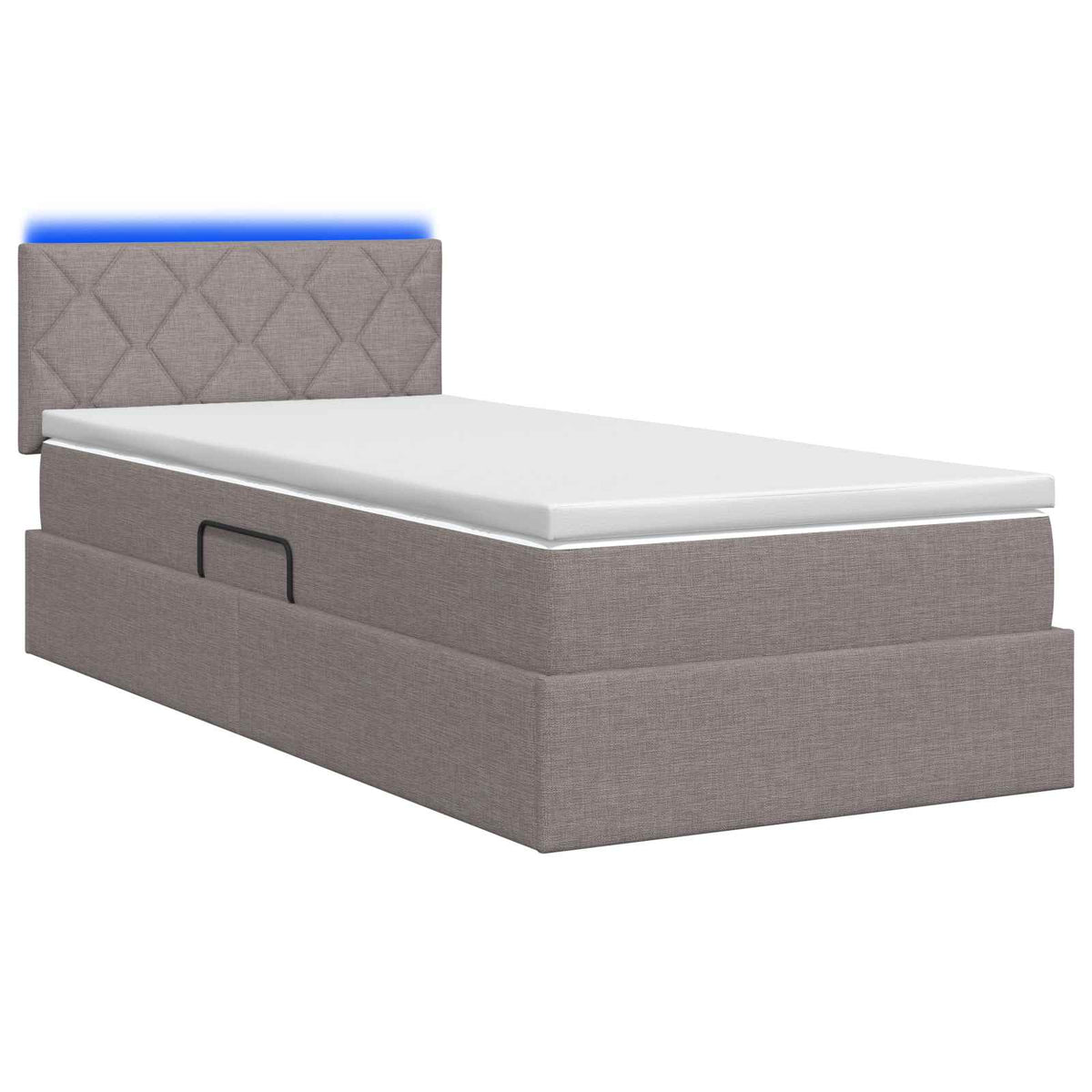 Lit de rangement LED avec matelas Taupe 90 x 190 cm Tissu - XIOS