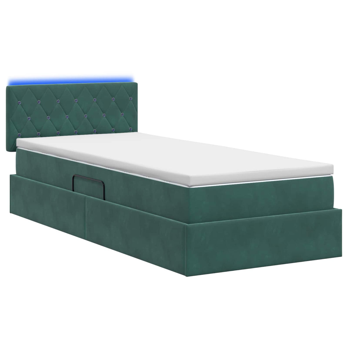 Lit de rangement LED avec matelas Vert foncé 90 x 200 cm - XIOS