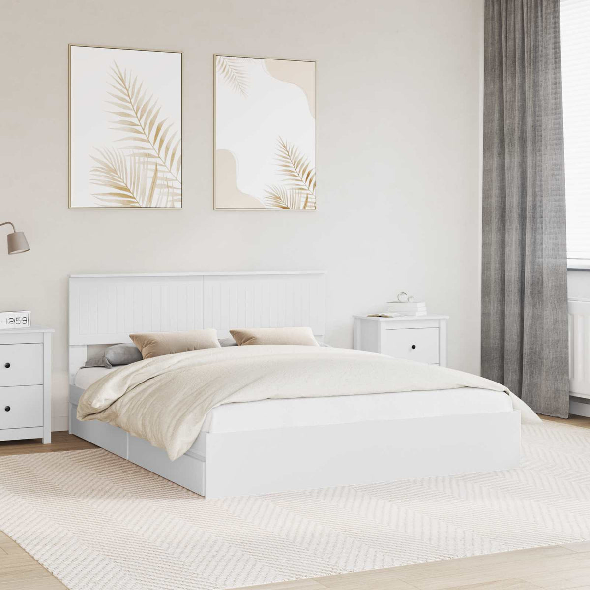 Lit de Rangement Réglable Blanc 160 x 200 cm Bois d’ingénierie - XIOS