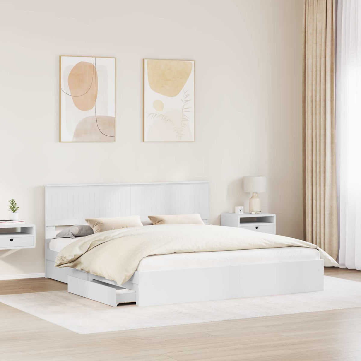 Lit de Rangement Réglable Blanc 180 x 200 cm Bois d’ingénierie - XIOS