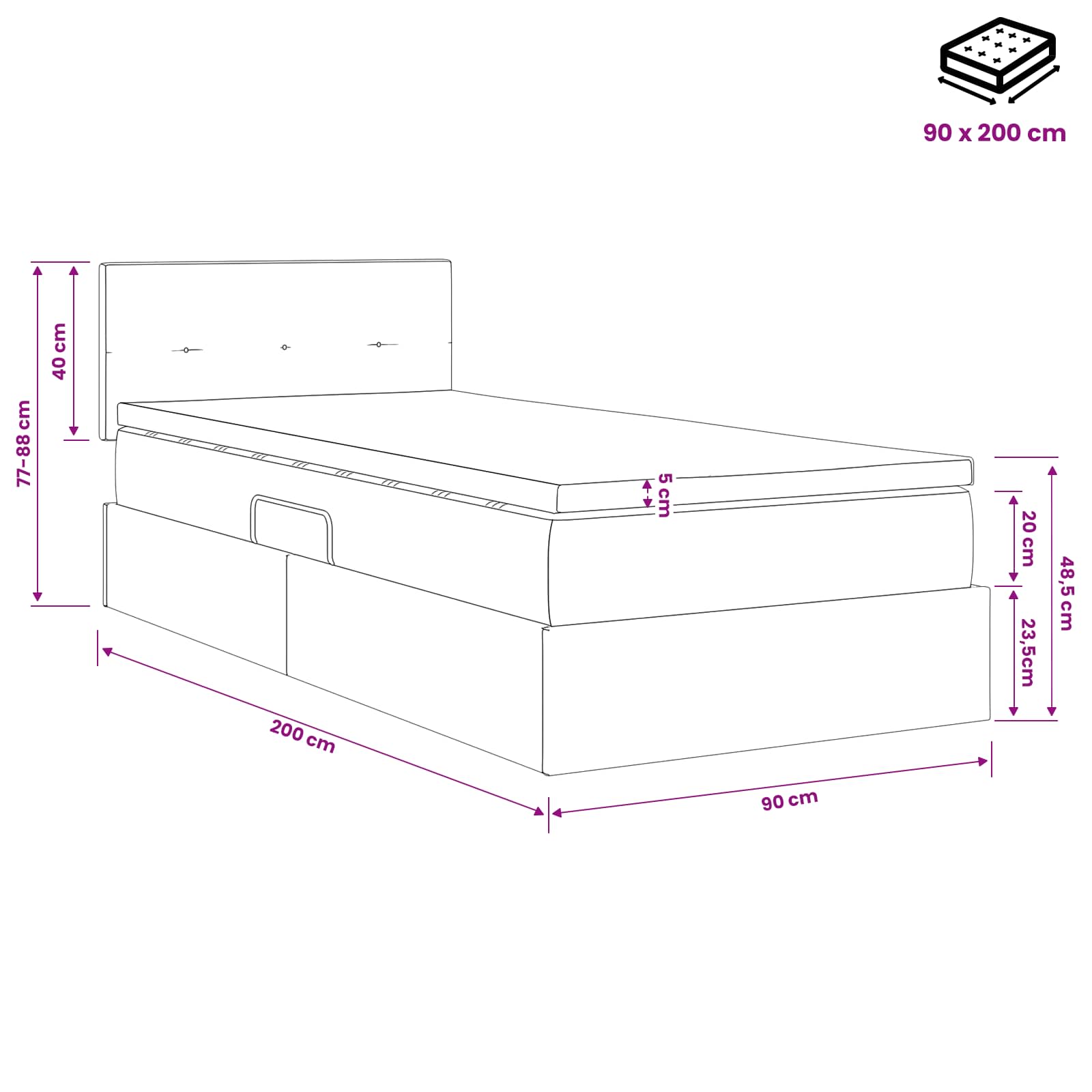 Lit de Rangement Vert foncé 90 x 200 cm Velours - XIOS