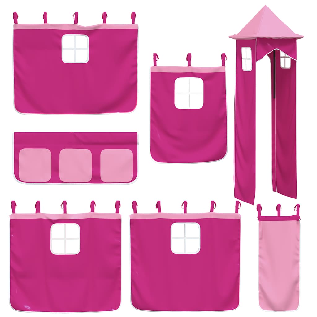 Lit superposé sans matelas avec toboggan et rideaux 90x200 cm - XIOS