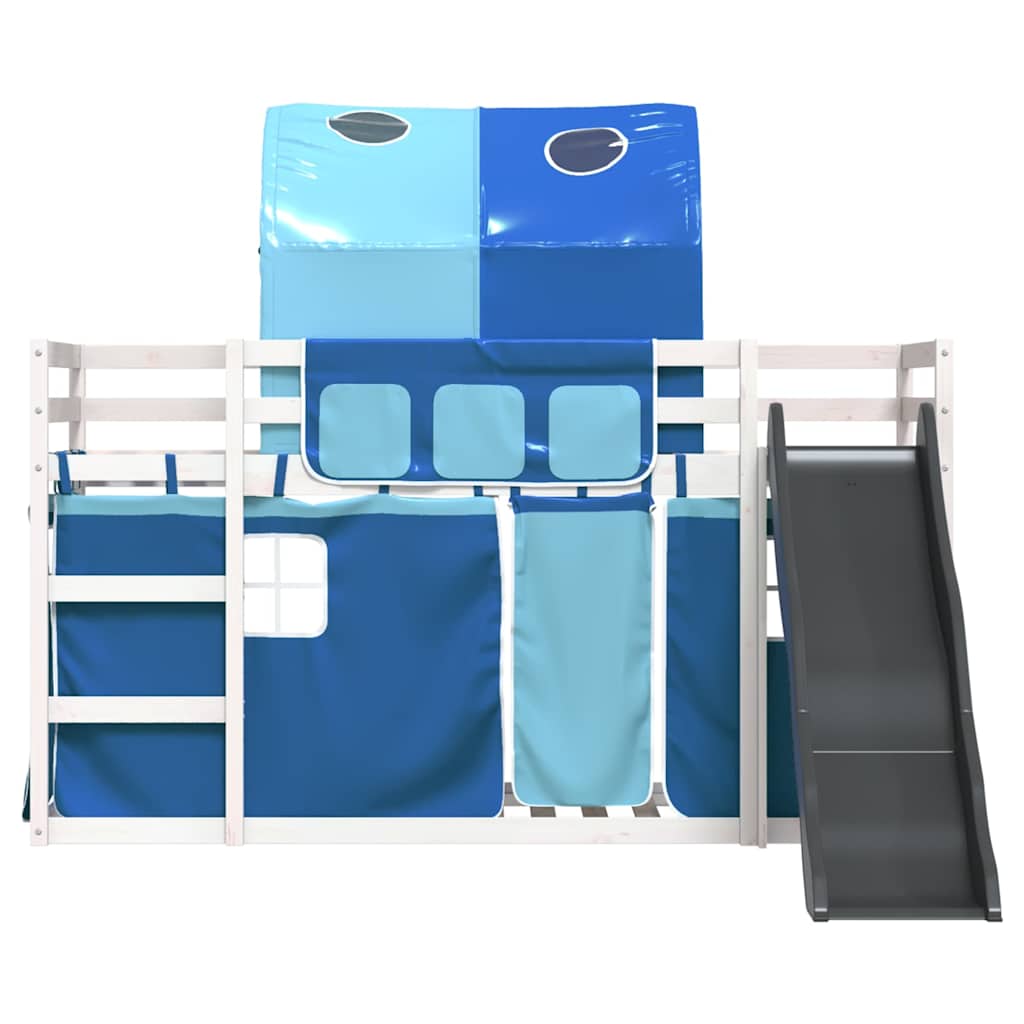 Lit superposé sans matelas avec toboggan et rideaux 90x200 cm - XIOS