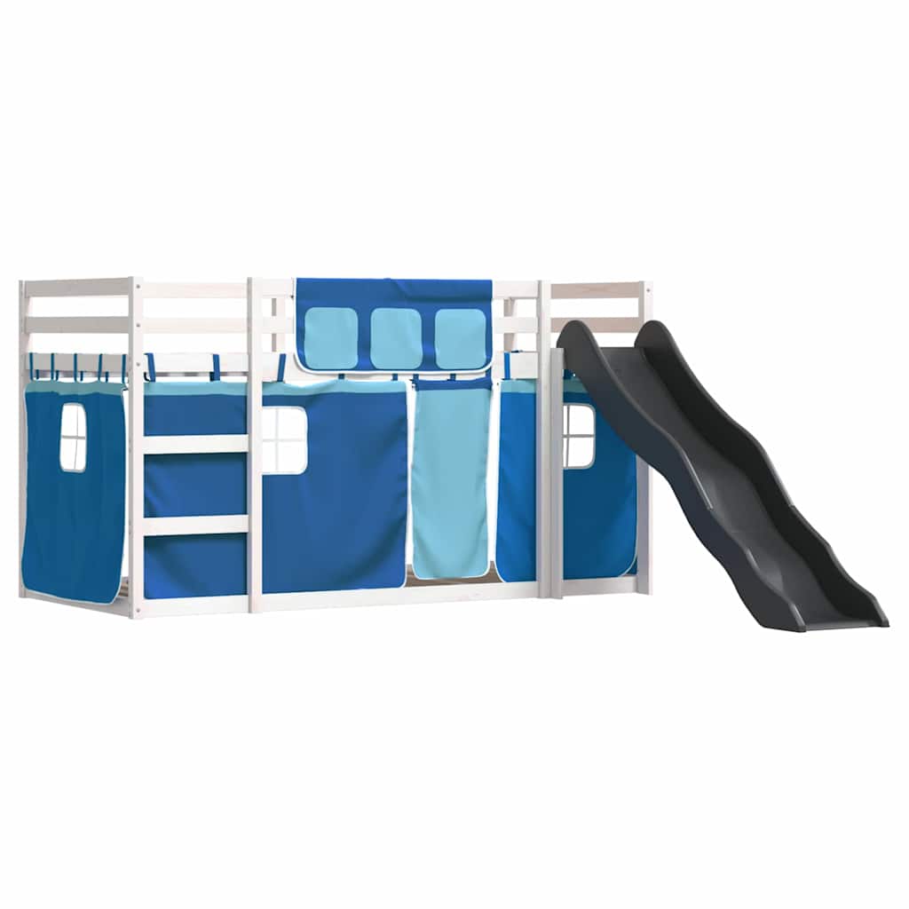 Lit superposé sans matelas avec toboggan et rideaux 90x200 cm - XIOS