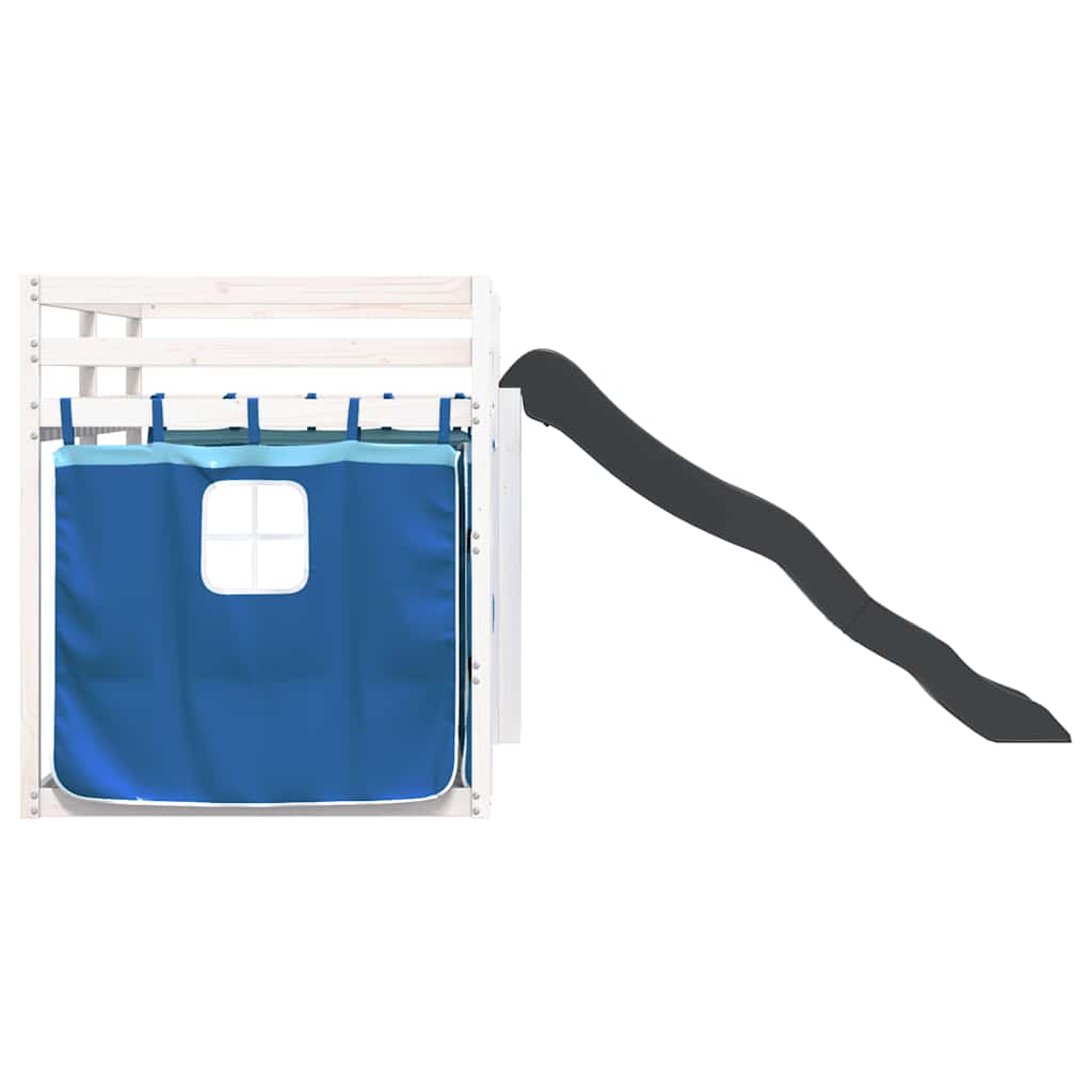 Lit superposé sans matelas avec toboggan et rideaux 90x200 cm - XIOS