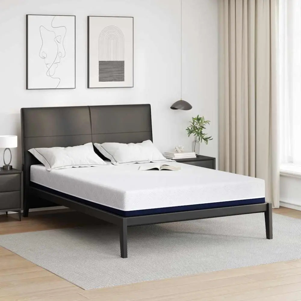 Matelas Blanc et Bleu 140 x 190 cm Tissu jacquard - XIOS
