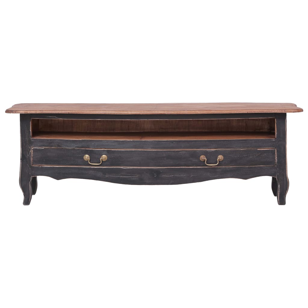 Meuble TV 120x30x40 cm noir bois d'acajou massif - XIOS