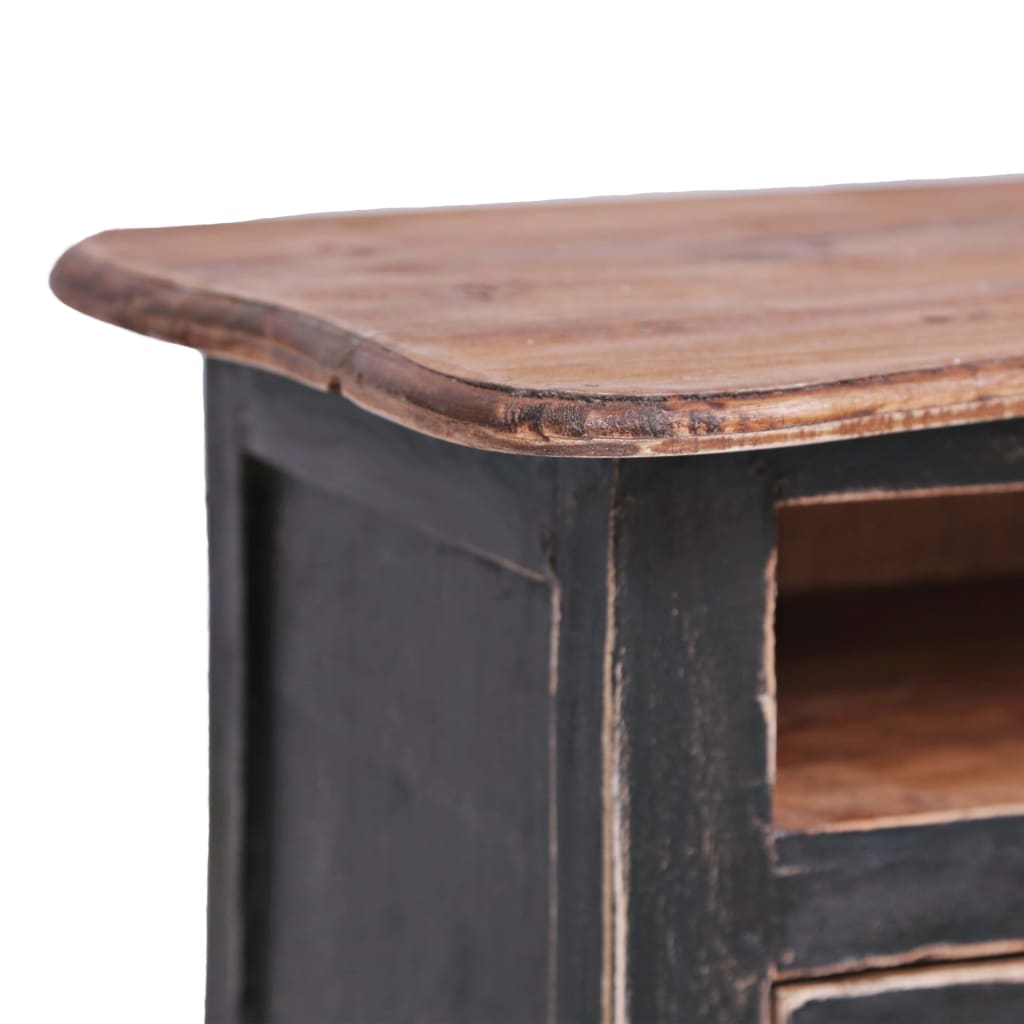 Meuble TV 120x30x40 cm noir bois d'acajou massif - XIOS