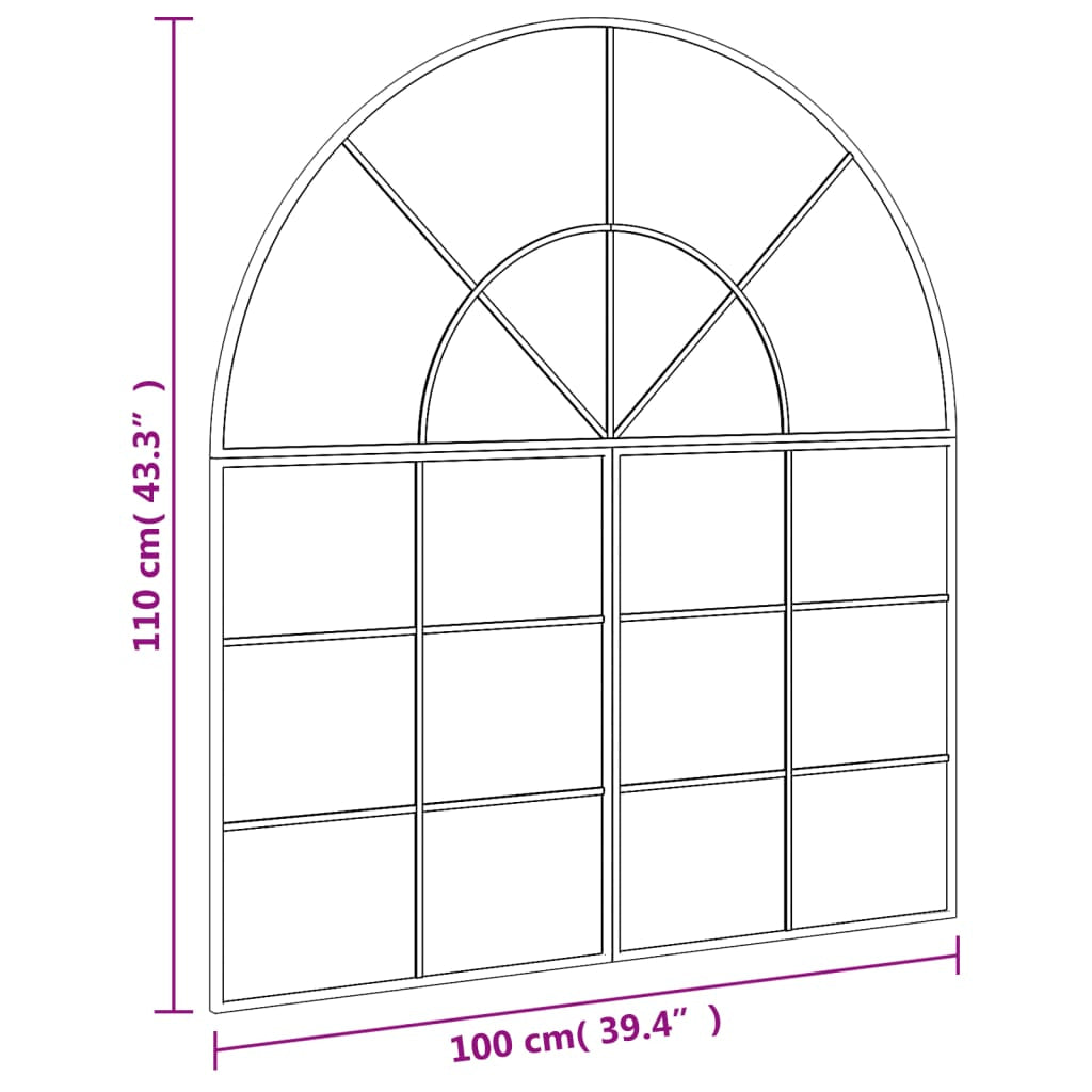 Miroir mural noir 100x110 cm arche fer - XIOS