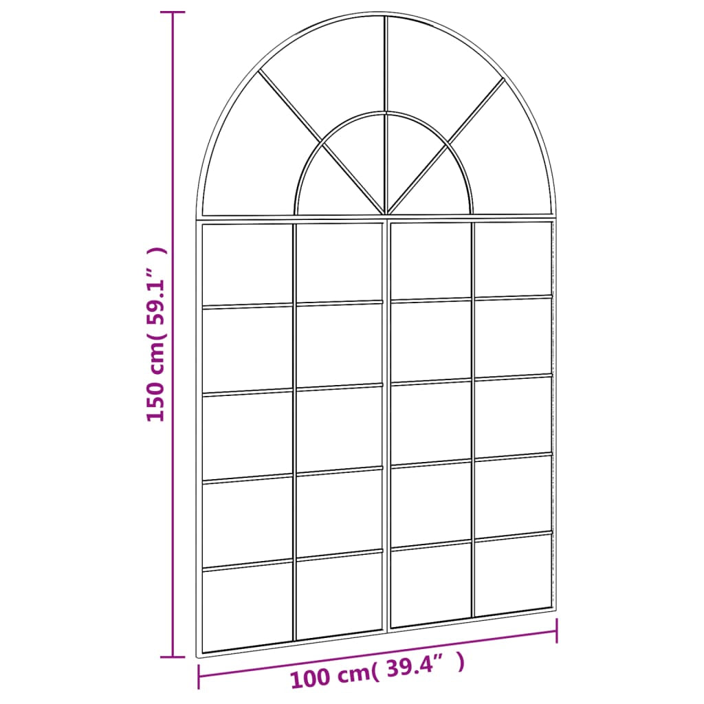 Miroir mural noir 100x150 cm arche fer - XIOS