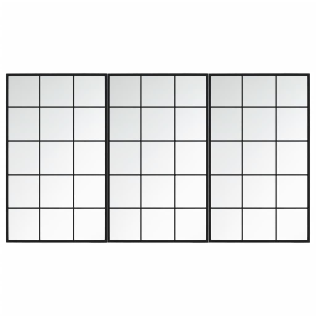 Miroirs muraux 3 pcs noir 100x60 cm métal - XIOS
