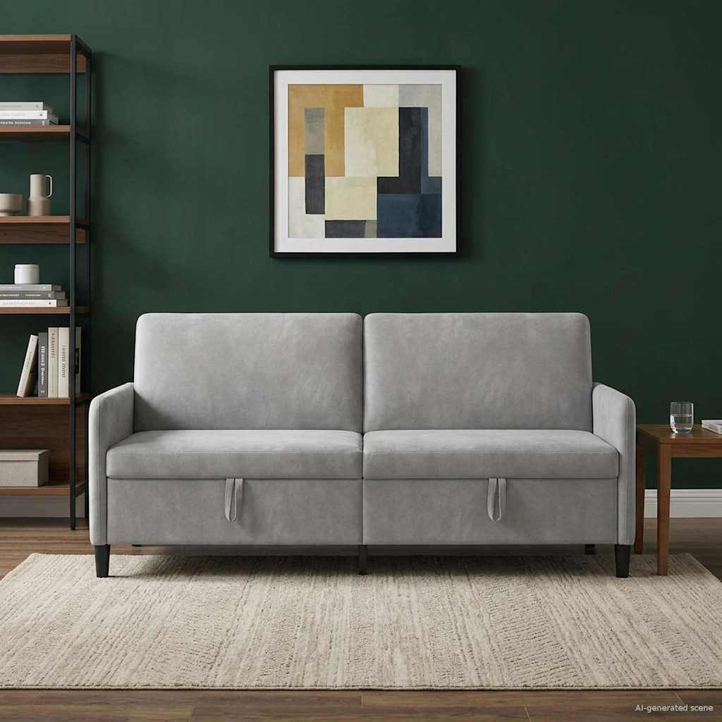 Sofa avec rangement Gris clair 192 x 78 x 87 cm Polyester - XIOS