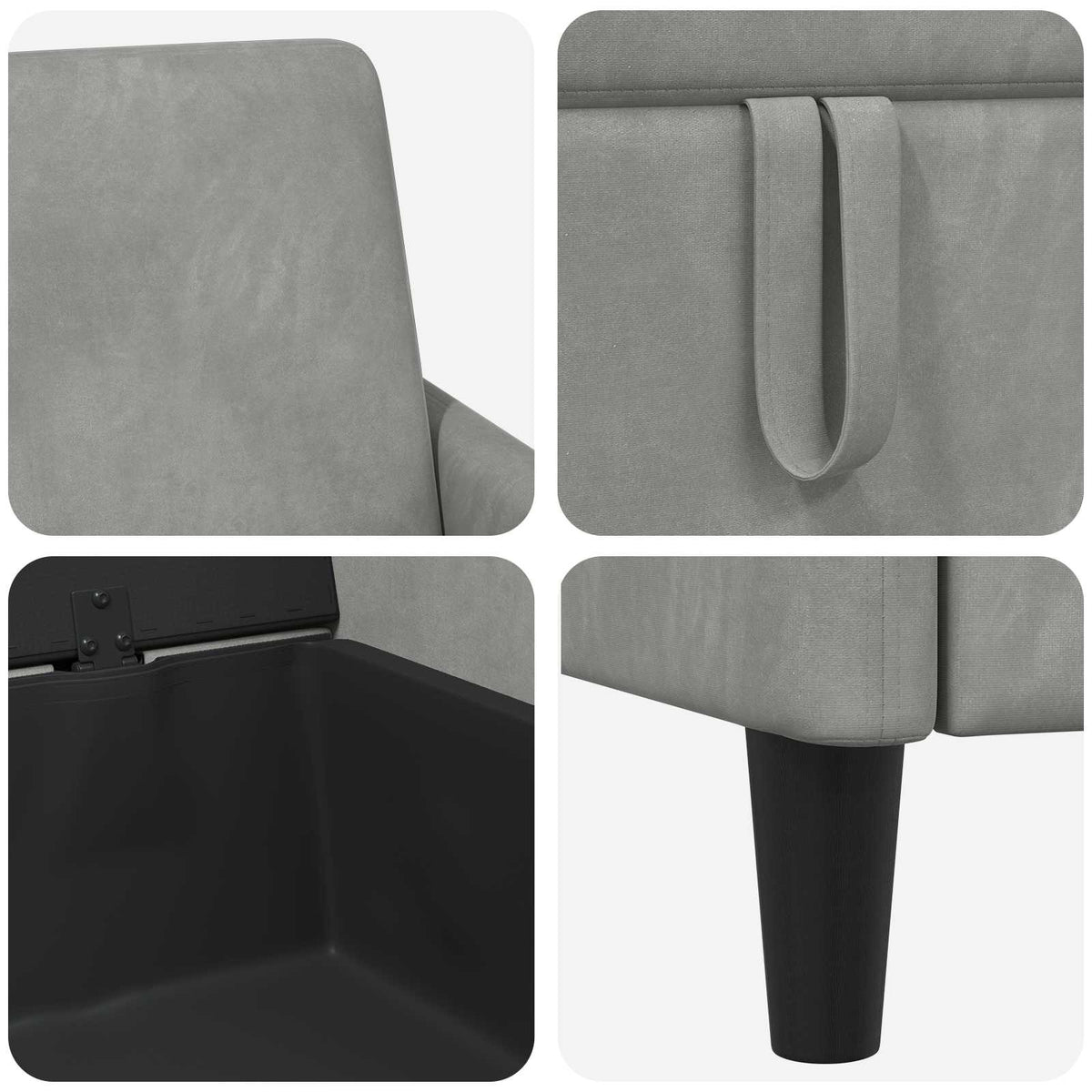 Sofa avec rangement Gris clair 192 x 78 x 87 cm Polyester - XIOS