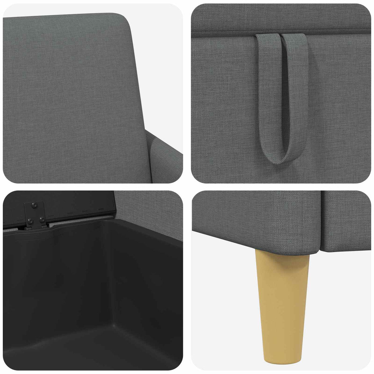 Sofa avec rangement Gris foncé 172 x 78 x 87 cm Polyester - XIOS