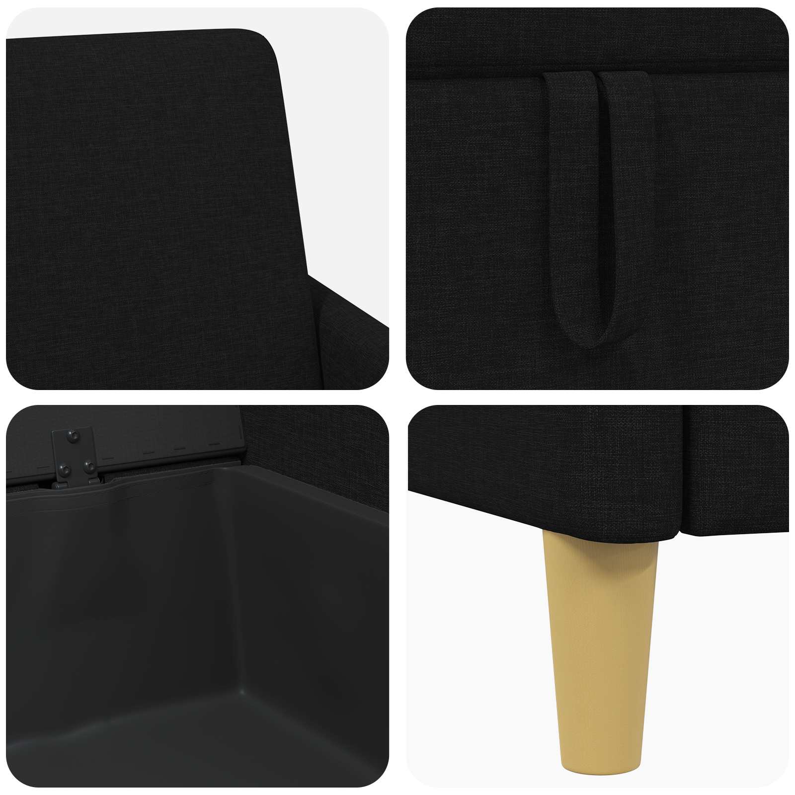 Sofa avec rangement Noir 172 x 78 x 87 cm Polyester - XIOS