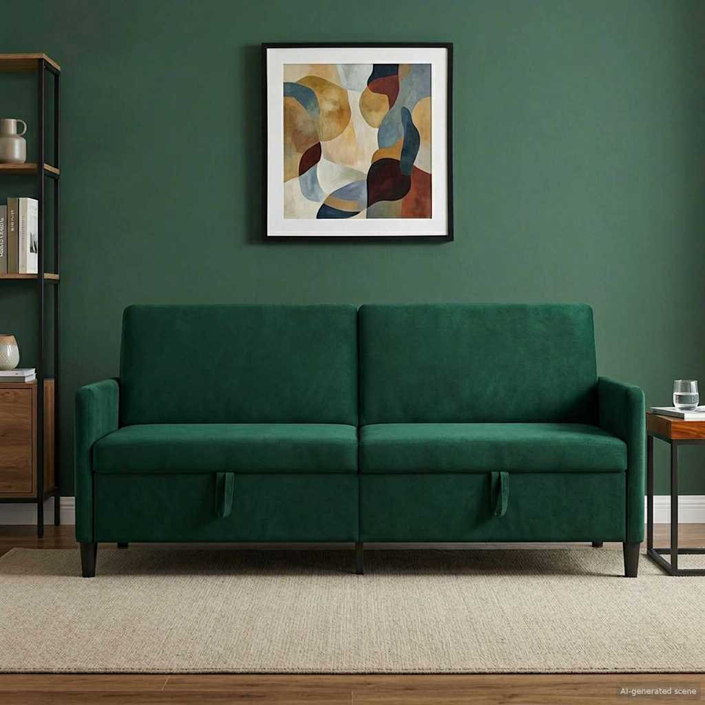 Sofa avec rangement Vert foncé 192 x 78 x 87 cm Polyester - XIOS