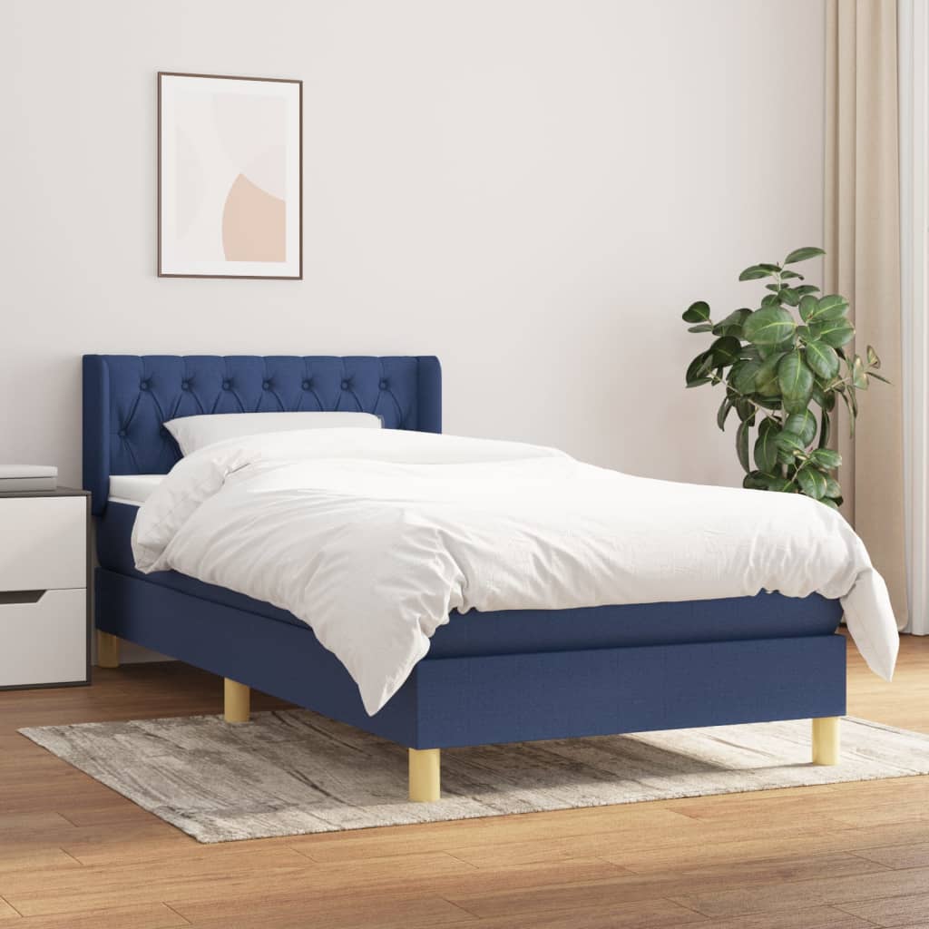 Sommier à lattes de lit avec matelas Bleu 100x200 cm Tissu - XIOS
