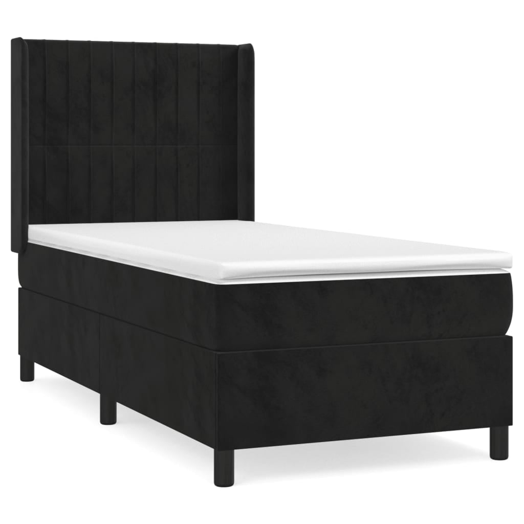 Sommier à lattes de lit avec matelas Noir 100x200 cm Velours - XIOS