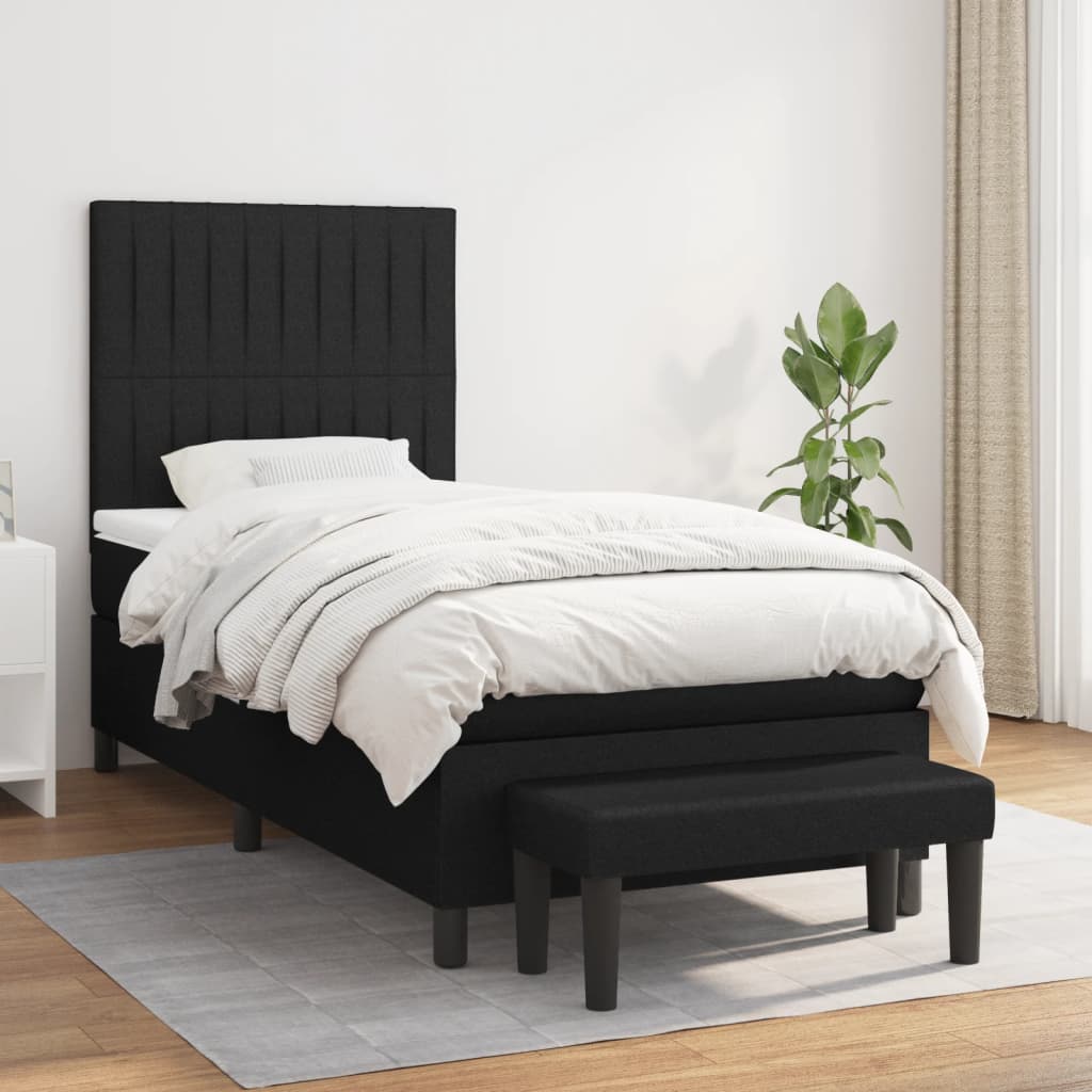 Sommier à lattes de lit avec matelas Noir 90x190 cm Tissu - XIOS